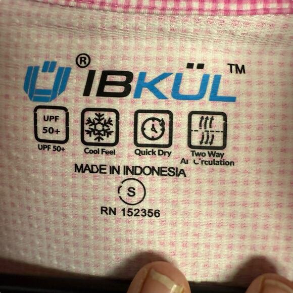 IBkul Women's Mini Check 1/4 Zip Golf Resort Pullover Pink Sz S Athleisure - Picture 4 of 8